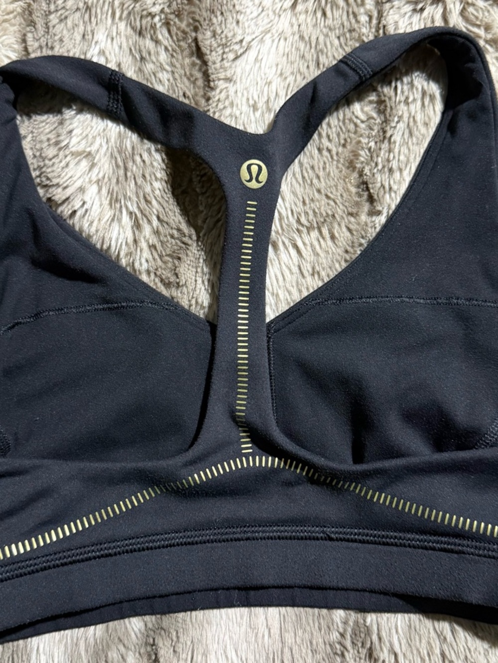 lululemon athletica Black Sports Bra with Lime Accent Logo